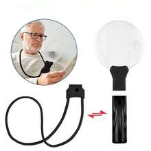 3-In-1 Adjustable Hands-Free 5X 5.12" Magnifier, Switchable Between Handheld, Neck Hanging And Desktop Modes, With Independent High-Magnification Lens, Suitable For Reading, Sewing And Cross-Stitch (Latest Upgraded Version) - Black - View 3