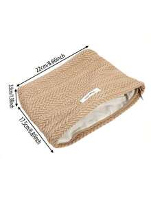 Handmade Woven Cosmetic Bag - Artistic Crochet Zipper Makeup Pouch, Minimalist Women Clutch ,Travel Essential Bag - Multicolor - View 11