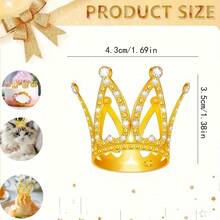 1-3个迷你金属皇冠蛋糕装饰卡片,公主皇冠纸杯蛋糕装饰,适合女性,皇家主题派对用品,适用于婚礼、新娘送礼会、生日、圣诞节、万圣节、新年、情人节 - 无需用电,蛋糕装饰用品 - 彩色 - 查看 3