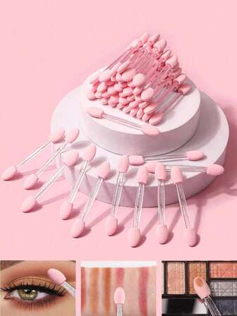 50/100 pièces Set de pinceaux multifonctions pour ombre à paupières avec pinceau double face, poudre pailletée et stylo pointillé pour nail art