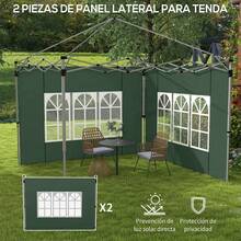 Outsunny 2 Paredes Laterales para Carpas de 3 x 3 / 3 x 4 m, 295x195 cm, Paredes Laterales de Repuesto para Cenador de Tela Oxford con Ventana, para Jardín, Exteriores, Fiestas - Verde - Ver 5