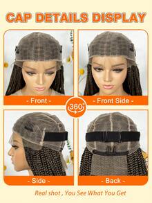 A ANYTIME Perruque avec tresses frontales en dentelle, perruque tressée en fibre synthétique légère brun clair - Tabac - Voir 10