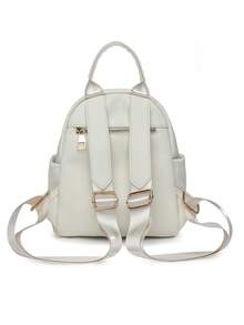 女士撞色时尚双肩包，多功能大容量休闲户外轻便旅行包，大学生书包（颜色详情请参考） - 白色 - 查看 7