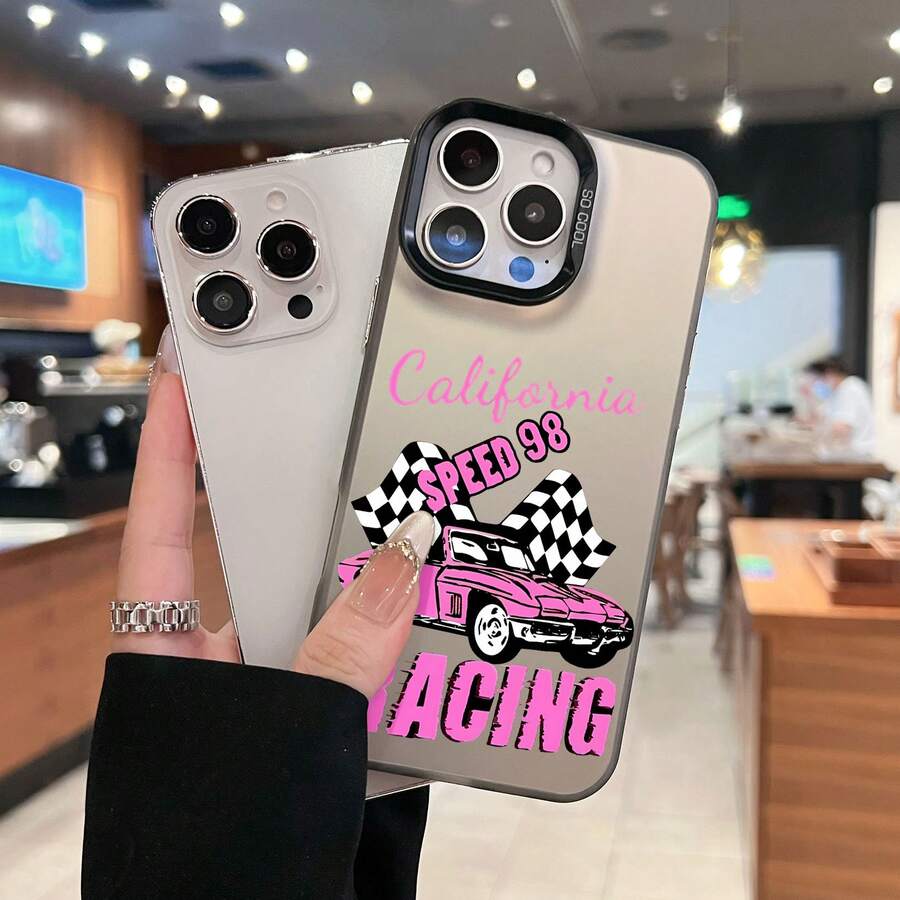 Pink Race Car With Checkered Flags California Vibes. This Stylish Phone Case Is Compatible With 17,16, 15, 14 Pro Max, 13, 12, 11, XR, And XS Plus Models. Made Of TPU Silicone, It Offers Shock And Drop Protection And A Superior Feel. It's An Ideal Gift For Family, Friends, And Loved Ones, And A Perfect Choice For New Years,Phone Case, Case, 17 Pro Case, 17 Pro Max Case,Phone Cases, 16 Case, 17 Case, 15 Case, 17 Pro Max,Phone Case  15 - Black - View 1