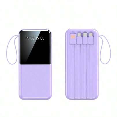 Outdoor Mobile Emergency Power Supply Device, 10000 MAh, 20W Fast Charging, Portable Large-Capacity Power Source, Equipped With Apple/Type-C/USB Data Cable Charging, Intelligent Digital Display And Flashlight, Stable Lithium Battery Pack. It Is The Top Choice As A Gift For Friends.