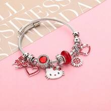 Sanrio 1pc Hello Kitty Bracelet Friendship Charms, Adjustable Stainless Steel Kawaii Pink Bangle Bracelets, Charm Matching Bracelets For Women And Teen Gifts - Star - View 3