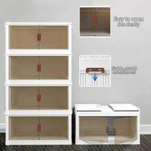 3/4/5-Tier Heavy-Duty Stackable Storage Cabinet With Locking Doors - Heavy-Duty Collapsible Storage Unit With Rolling Wheels, Space-Saving Organizer For Home, Office, Garage, Attic - Plastic Storage Cabinet With Front Panels, Easy Assembly - White - View 7