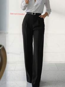 Women's High Waist Elegant Zipper Closure Pants, Suitable For Commuting, Outings And Daily Wear, Spring/Summer - Black - View 2