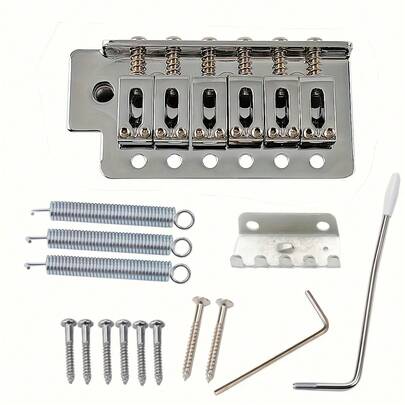 Puente de trémolo individual de 6 cuerdas para guitarra Strat, sistema de trémolo con puente de vibrato de bloqueo individual con rodillos, apto para guitarra ST, incluye placas de puente, piezas de cola y accesorios de instalación