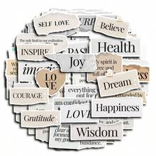 60pcs Inspirational English Letter, Heart Shaped Tear-Off Memo Stickers For Planner, Notebook, Phone - Sticker - View 1