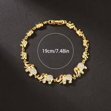 1pc Simple & Fashionable Gold-Plated Elephant Mother & Child Design Bracelet, Perfect Gift For Women, Suitable For Daily Wear - Yellow Gold - View 6