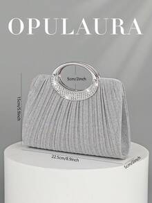 Túi xách cầm tay dự tiệc OpulAura dành cho nữ, đính đá pha lê lấp lánh sang trọng, thích hợp cho các buổi dạ hội, tiệc tùng, sinh nhật, đám cưới, dùng làm túi cô dâu, túi dự tiệc, phụ kiện cưới. - Bạc - Xem 5