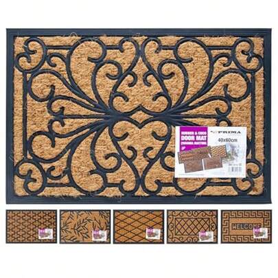 BARGAINS-GALORE Home Entryway Heavy Duty Non Slip Door Mat Panama Home Welcome Rubber Natural Coir 40 X 60cm Home Entrance Mat Welcome Mat For Outside Porch Entrance
