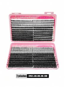 Asiteo 737pcs D-Curl Fluffy Eyelash Extension Kit, Includes Lash Glue, Remover, Tweezers And Brush, High Capacity Pointed Tip +50D+60D+80D+100D Individual Lashes, Mixed Natural & Delicate, Soft & Comfortable, Long-Lasting, Creates Fluffy Natural Y2K Style Fake Lashes.