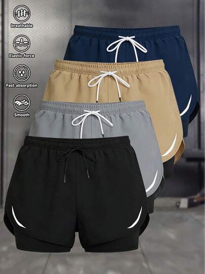 Women's Summer Drawstring Double Layer Casual Sports Shorts, Suitable For Hiking, Cycling, Ball Sports, Running And Indoor Workouts