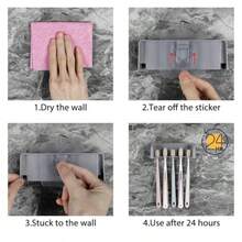 5 Slots Wall Mount Toothbrush Holder With Cover Self Adhesive Toothbrush Storage Organizer For Shower Toothbrush Hanger With Automatic Toothpaste Squeezer Dispenser - 灰色 1 包 - 查看 5