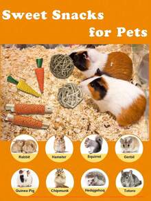 兔子玩具/豚鼠玩具，兔子磨牙玩具，天然苹果木兔子玩具，手工制作，适用于豚鼠、仓鼠、小型啮齿动物，磨牙玩具，万圣节礼物，圣诞节礼物，14件套/7件套/3件套 - 彩色 - 查看 8