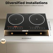 CNCEST Double Burner Induction Cooktop 2400W Portable Electric Stove With Horizontal Design Fast Heating Perfect For Home Kitchen Apartment Restaurant Camping Caravan And Party Use - US B Type Plug(110-127V) - View 8