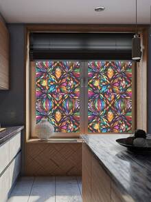 YUANYI 1卷（17.5英寸宽）PVC材质彩色窗贴，隔热隐私，适用于办公室、仓库、客厅、卧室、厨房、浴室、推拉玻璃门、装饰。