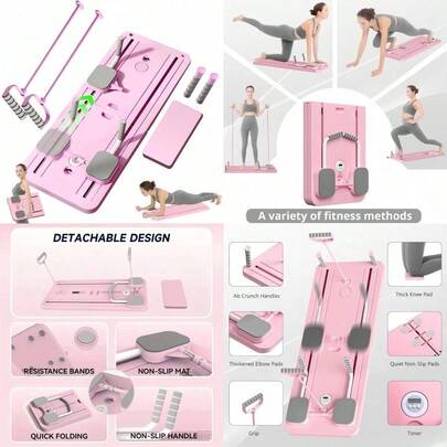 Tabla de pilates Máquina reformador de pilates Tabla de Ejercicio MultifunciónTablero Pilates Reformer Plegable Multiusos tabla deslizante pilates Máquina de Ejercicio en Casa Abdominales