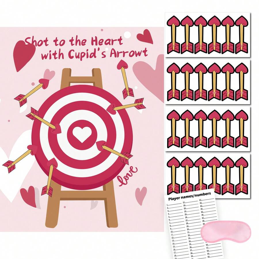 Valentines Day Games, Pin The Arrow On The Heart, Valentines Games For Classroom 24 PCS School Activities For Valentine Day Party Activity - Màu Hoa hồng đỏ - Xem 1