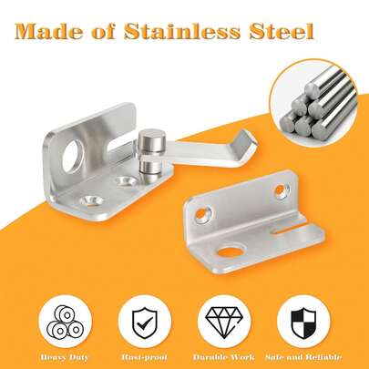 Gate Latches Slide Bolt Latch Safety Door Lock Catch For Barn Cabinet Pet Cage Fence Bathroom Garage Window,Heavy Duty Stainless Steel Gate Hardware Locks,Brushed Nickel