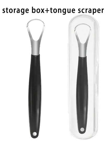 2pcs Tongue Scraper & Tongue Brush Storage Box Set, PP Plastic Combo Tongue Cleaner, Oral Care, Oral Hygiene Tool, Home Decor, Travel Accessory, Gift For Men, Parents, Friends, New Year