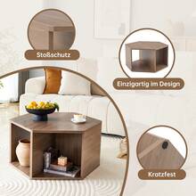 Multifunctional Hexagonal Coffee Table (79 X 69.4 X 40 Cm) – Modern Design, Easy To Assemble For Versatile Spaces, Offering Additional Furnishing Solutions - Brown + Medium Density Fiberboard - View 10