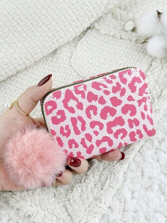 With A Pom-Pom Charm,Pink Versatile Coin Wallet,Card Holder Multi-Card Card Organizer For Storage Credit Cards,Lightweight Minimalist,Fashion,Modern,Business,For Anniversary,For Christmas,On Valentine Day,For Birthday Gift,For Gift,For Lover For Women,For Girls,For Lady,For Female,Bag School Supplies For School Dorm Room & Back To School