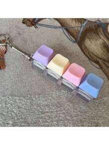 1pc Keyboard Fidget Keychain - Click Press Decompression Toy For Adults, Stress Relief Finger Keychain & Unique Office Gift - Multicolor - View 7