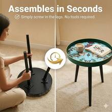 Zosenley Premium Wooden Tray With Detachable Legs Versatile Style Coffee Table With Tray Design, Perfect For Coffee, Tea, And Relaxation Time, -Versatile And Stylish Addition To Any Space - 17.7 綠豹 - 查看 3