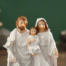 Jesus Figurines Resin Creative Holy Family Christian Religious Decor For Desktop Home Holiday And More - White - View 3