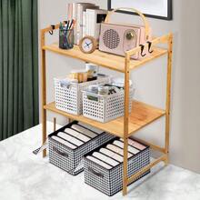 Bamboe Magnetron Oven Opbergrek - 2-Lagen Stevige Aanrechtplank, Ruimtebesparende Keukenorganizer met Magnetron & Oven Compatibel Ontwerp, Eenvoudig te Monteren, Multifunctioneel voor Magnetron/Oven/Printer (Geen Metalen Onderdelen, Bamboe, Opbergrekken) - 2 Das Gesetz - Übersicht 3