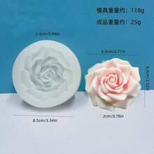1件裝玫瑰香氛蠟燭矽膠模具，居家裝飾/禮品裝飾石膏模，手工環氧樹脂鑄造模，藝術裝飾黏土石膏模 - 白色 - 查看 2