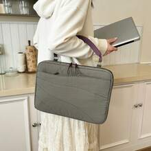 YOONI 韩版奶油色加厚笔记本电脑包，可手提/肩背，配有可拆卸肩带，防震设计，适用于 13/14/15.6/16 英寸笔记本电脑 - 彩色 - 查看 10