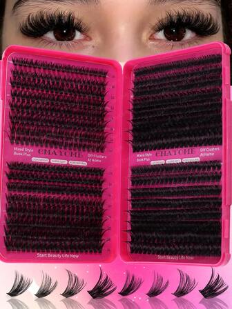 640pcs D-Curl Flare False Eyelashes, Natural & Lightweight, 10D-100D Mixed Styles, D-Curl Flare, DIY Ultra-Light & Soft, Reusable, Suitable For Beginners At Home DIY Or Outdoor, Applicable For Daily Life, Parties, Music Festivals, Halloween And Other Occasions. Eyelash Set, False Eyelashes, Large Capacity.
