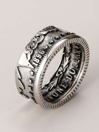 1 ชิ้น แหวน Morgan แกะสลักวินเทจ, ดีไซน์ละเอียดอ่อน, เหมาะสำหรับสวมใส่ในชีวิตประจำวันและโอกาสรื่นเริง, ของขวัญที่สมบูรณ์แบบสำหรับคริสต์มาส, ปีใหม่ และวันวาเลนไทน์