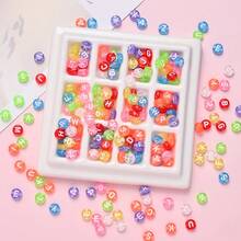 100颗4x7毫米亚克力字母珠，多色，适用于DIY手工散珠，可用于制作串珠鞋扣、手机链、钥匙扣、手链、项链和耳环等饰品。 - 彩色 - 查看 5