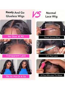 6x5 Lace Wear And Go Glueless Wig Human Hair Pre-Plucked, Pre-Cut Lace Glueless Wigs, No Glue Lace Front Closure Wig Straight, 180% Density, 24 Inch