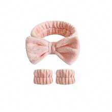 1pc Headband / 2pcs Wristband / 3sets Spa Headband, Makeup Headband, Facial Headband, Skincare Headband, Bow, Polka Dot, Spa Headband, Wristband, Women And Girls Hair Accessories Set - Multicolor - View 18