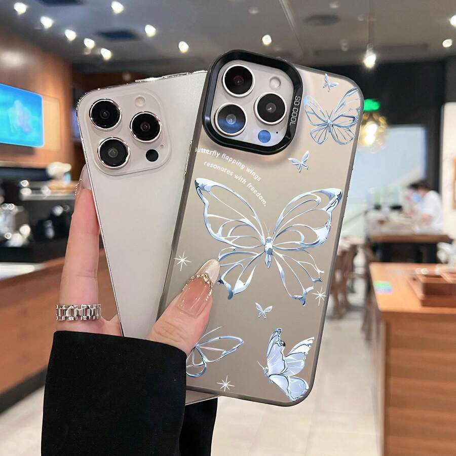 Estuche para teléfono Butterfly Freedom Wings Compatible con estuches para teléfonos 17 16 Pro Max 15 Pro Max 13 y 12 Hecho de material de TPU que brinda protección contra golpes y caídas Un gran regalo para familiares, amigos, seres queridos, novios, novias y para Navidad - Negro - Ver 1