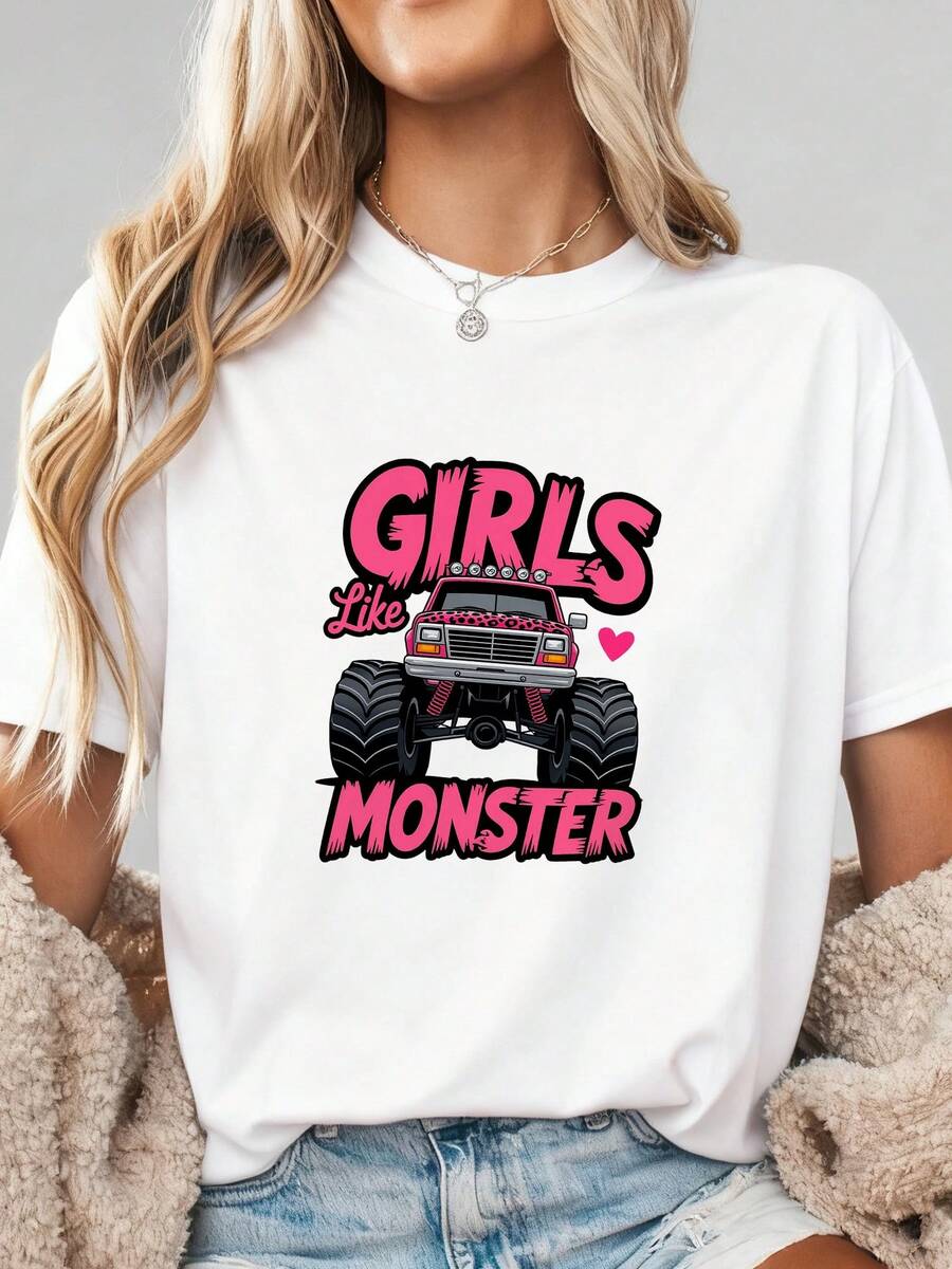 Monster Truck Car Lover T Shirt, Monster Jam Trucks Crushing Cars-4 - Trắng 5 - Xem 1