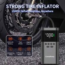 150PSI Portable Air Pump - Equipped With A Digital Pressure Gauge, USB Charging And Rechargeable Lithium-Ion Battery, LED Light, And Wireless Design; Suitable For Cars, Bicycles, Motorcycles, And Ball Items. - Digital display - 查看 4