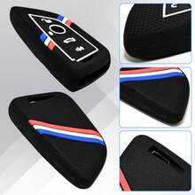 Striped  Key Cover Key Protector Shell Case With Keychain For BMW 2 4 5 6 7 Series X1 X2 X3 X4 X5 X6 M M8 M7 M6 M5 M4 M3 M2 M1 430i 340i 840i 2015-2023 Models (2Pack) - 2Pack - View 3