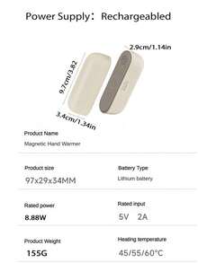 2-In-1 Hand Warmer, Detachable & Rechargeable Hand Warmer (1200+1200)MAh, Fast Heating, 3 Temperature Settings, Essential For Outdoor In Winter, Also A Great Halloween/Christmas Gift