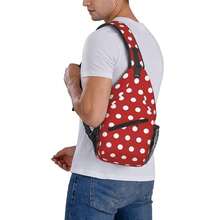 Polka Dots Sling Bag For Women Crossbody Bag Abstract White Small Circle Dot Geometric Pattern On Red Background Sling Backpack For Men Dot Pattern Shoulder Bag Gym Travel HiFKing Daypack - RedWhite - View 8