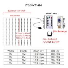 Lampu Hias Tirai LED 3/6m dengan Kontrol Jarak Jauh dan USB, Lampu Peri untuk Dekorasi Natal Kamar Tidur dan Rumah - Lampu tirai USB - View 8