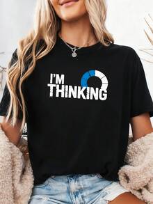 100% Cotton I'm Thinking Funny Positive Thinking O-2 - Đen 3 - Xem 2