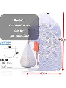 EstiloTendenciaBolsa De LavanderíA De Malla Con Cierre De CordóN, Resistente Pero Ligera, TamañO Extragrande De 24 X 36 Pulgadas, Apta Para Viajes, Campamento, Tela Sucia, 2 Unidades (Blanco)Calidad PremiumVersióN Mejorada - Negro - Ver 10