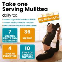 Mulittea Probiotics 120 Billion CFU Softgels - 36 Strains + 4 Prebiotics + 10 Digestive Enzymes, Supports Gut Health, Digestive Function & Immune System, Vegan Gluten-Free Non-GMO (120 Count) - (1 Gói) 120 cái - Xem 4